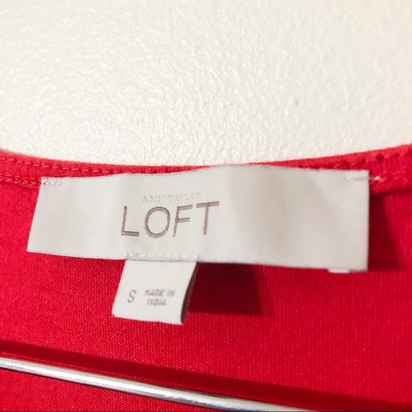 loft | banded short sleeve red dress small - Picture 5 of 6